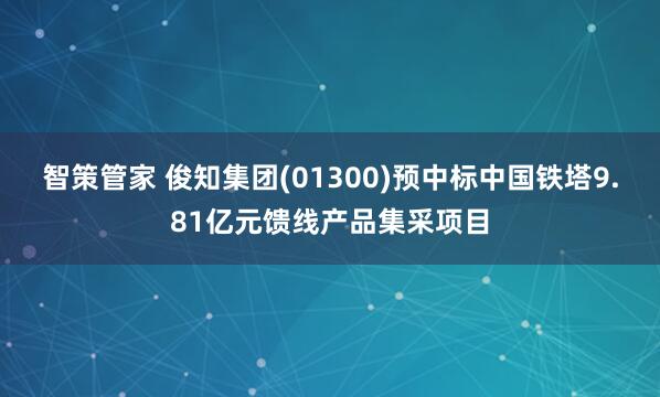 智策管家 俊知集团(01300)预中标中国铁塔9.81亿元馈线产品集采项目