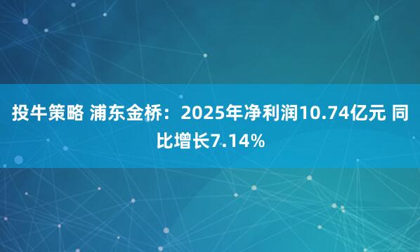 投牛策略 浦东金桥：2025年净利润10.74亿元 同比增长7.14%