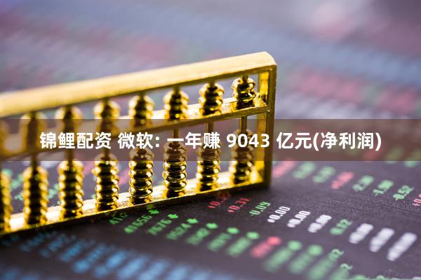 锦鲤配资 微软: 一年赚 9043 亿元(净利润)